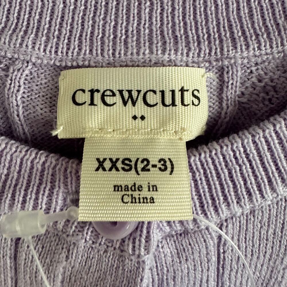 Crewcuts Cable Knit Cardigan Sweater Lavender Purple XXS 2-3 Year Toddler Girl's - Picture 2 of 4